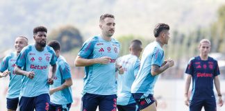 Filipe Luís e Jogadores em treino do Flamengo no Ninho do Urubu - FOTO: Gilvan de Souza / Flamengo