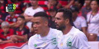 Gilberto comemora gol pelo Juventude contra o Flamengo
