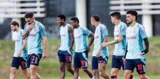 Jogadores do Flamengo em treino no Ninho do Urubu - FOTO: Gilvan de Souza / Flamengo