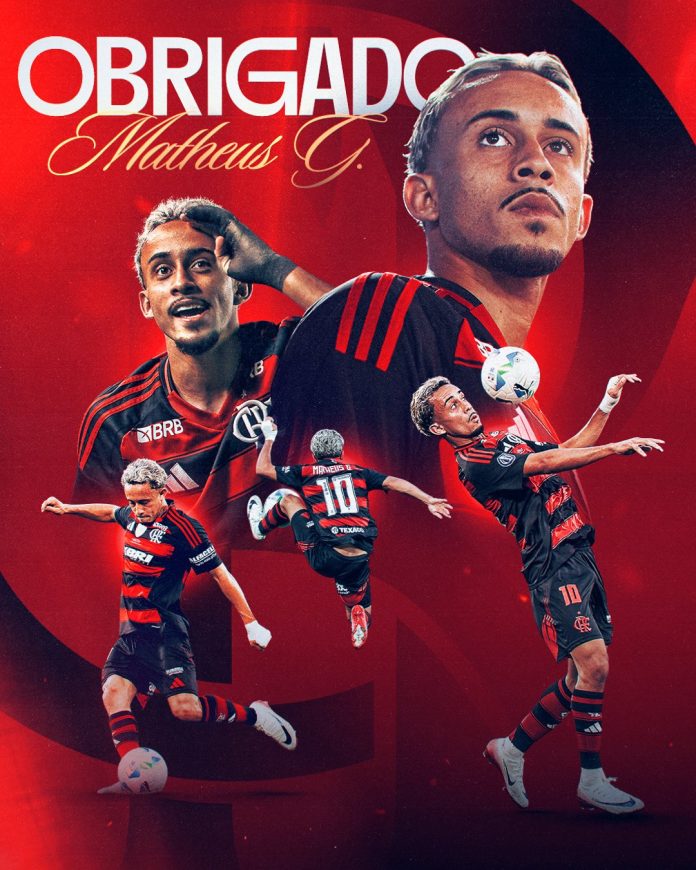 Postagem do Flamengo de despedida para Matheus Gonçalves