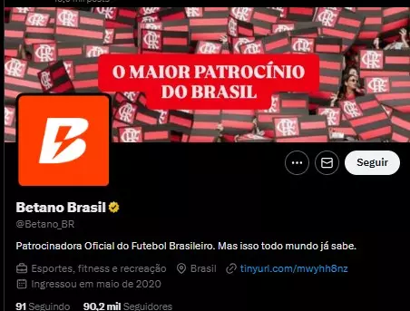 Betano colocou a capa com vários escudos do Flamengo, citando o maior patrocínio do Brasil