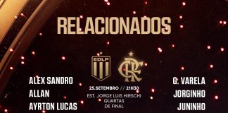 Jogadores do Flamengo relacionados para o jogo contra o Estudiantes de La Plata