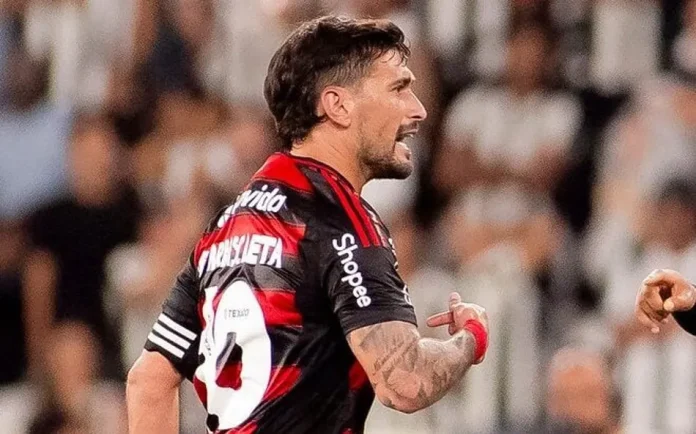 Arrasacaeta em campo pelo Flamengo na vitória sobre o Botafogo