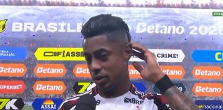 Bruno Henrique em entrevista na derrota do Flamengo para o Fortaleza