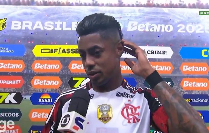 Bruno Henrique em entrevista na derrota do Flamengo para o Fortaleza
