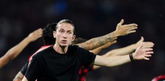 Filipe Luís em campo na classificação do Flamengo para final da Libertadores da América