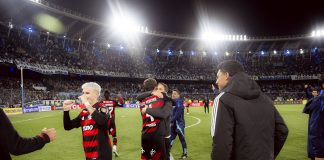 Jogadores do Flamengo comemoram a classificação para final da Copa Libertadores da América - FOTO: Adriano Fontes / Flamengo