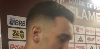 Léo Ortiz em entrevista na Zona Mista do Maracanã após empate entre Flamengo e Cruzeiro