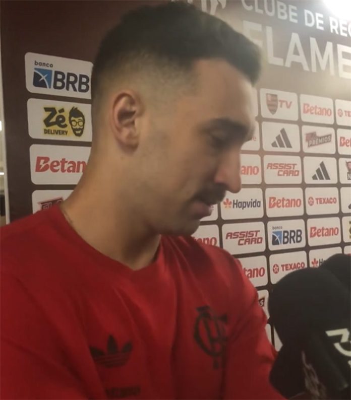 Léo Ortiz em entrevista na Zona Mista do Maracanã após empate entre Flamengo e Cruzeiro