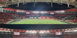 Mosaico em todo o Maracanã antes da vitória do Flamengo sobre o Racing - FOTO: Eduardo Alves