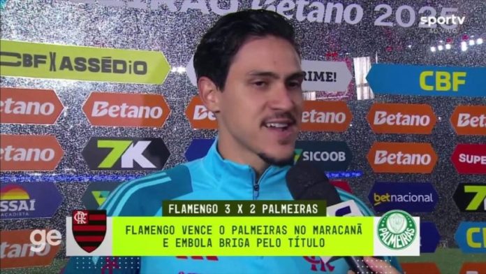 Pedro em entrevista após vitória do Flamengo sobre o Palmeiras