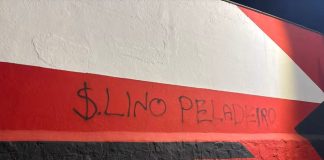 Muros da Sede da Gávea pichados após derrota do Flamengo em Salvador