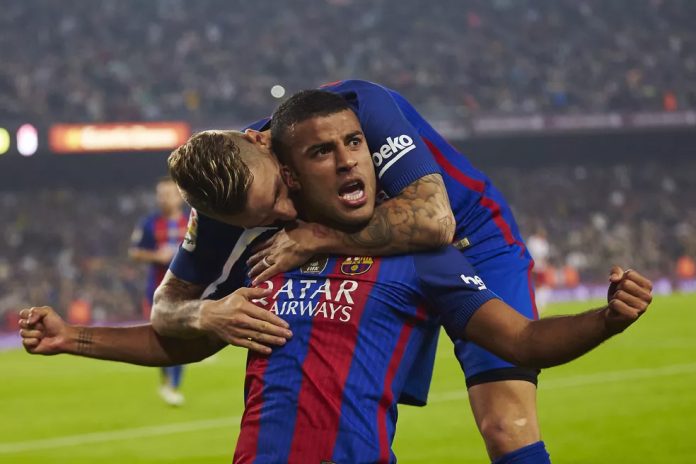 Rafinha Alcântara comemora gol pelo Barcelona