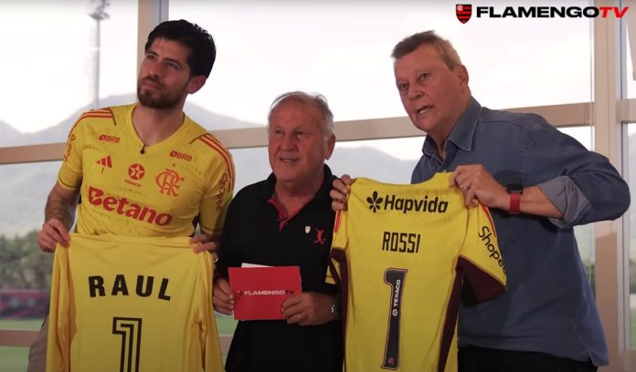 Zico-Raul-Plassmann-Rossi-Flamengo O REI Zico e os goleiros Raul Plassmann e Rossi, no Resenha com Galinho na Flamengo TV