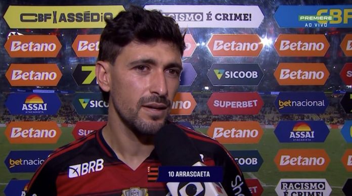 Arrascaeta em entrevista após vitória do Flamengo sobre o Bragantino