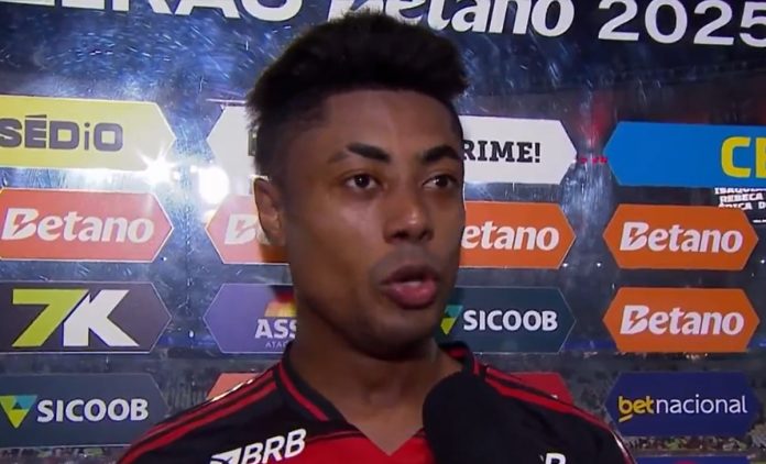 Bruno Henrique em entrevista após vitória do Flamengo sobre o Bragantino