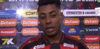 Bruno Henrique em entrevista após vitória do Flamengo sobre o Santos no Maracanã