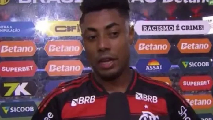 Bruno Henrique em entrevista após vitória do Flamengo sobre o Santos no Maracanã