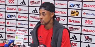 Bruno Henrique em entrevista após goleada do Flamengo sobre o Sport em Pernambuco