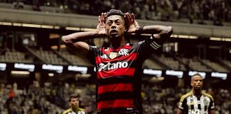 Bruno Henrique marca o gol de empate do Flamengo contra o Atlético-MG - Foto: Adriano Fontes / Flamengo