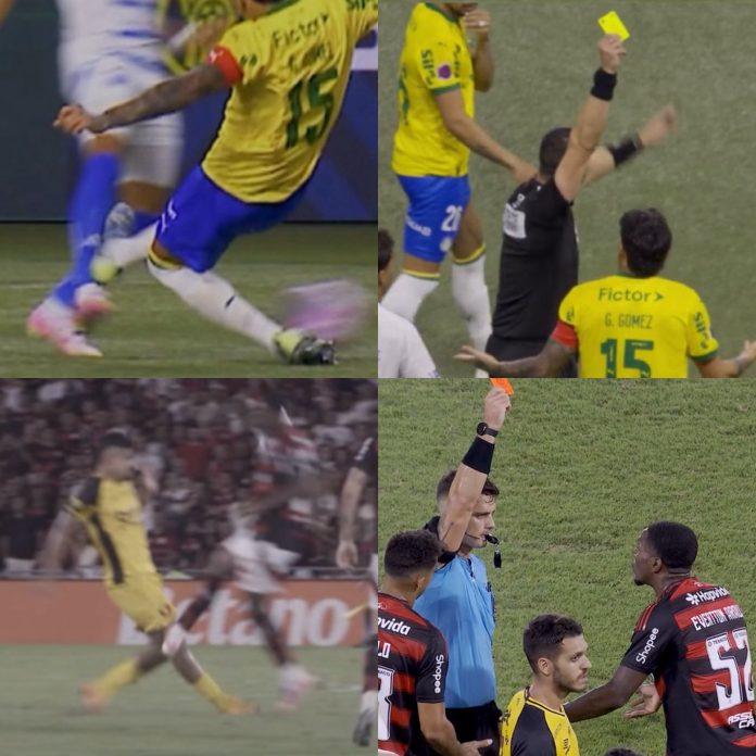 Lances idênticos e cartões diferentes para Palmeiras e Flamengo