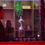 Taça Libertadores na festa de comemoração dos títulos brasileiro e Libertadores