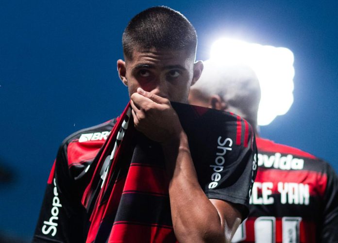 Guilherme marcou duas vezes para o Flamengo contra o Mirassol - Foto: Caique Coufal / Flamengo