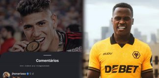 Jhon Árias parabeniza Carrascal em post no Instagram