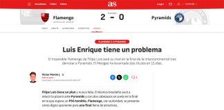 Jornal As falando da vitória do Flamengo sobre o Pyramids e sobre a final contra o PSG