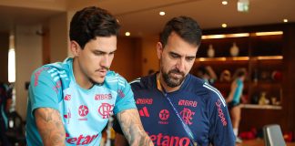 Pedro faz trabalho físico em Doha - Foto: Gilvan de Souza / Flamengo