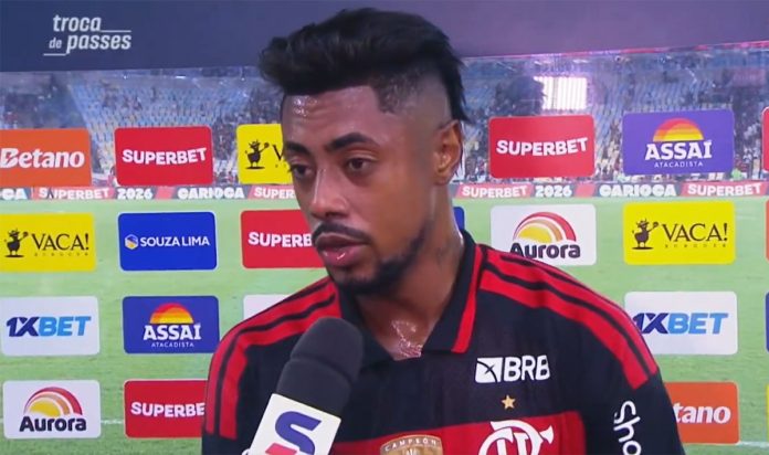 Bruno Henrique em entrevista após goleada do Flamengo sobre o Sampaio Corrêa