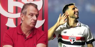 BAP presidente do Flamengo e o atacante do São Paulo Calleri