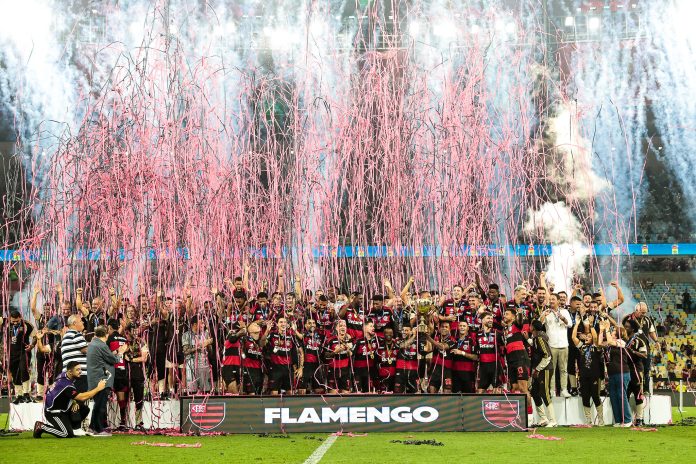 Festa dos jogadores, o Flamengo é Tricampeão Carioca de 2026 - Foto: Gilvan de Souza / Flamengo
