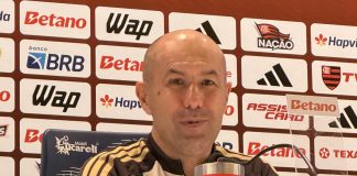 Leonardo Jardim em entrevista coletiva após vitória do Flamengo sobre o Remo no Maracanã