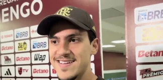Pedro em entrevista após vitória do Flamengo sobre o Cruzeiro no Maracanã