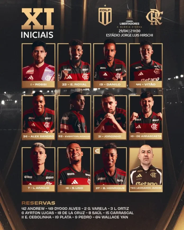 Escalação do Flamengo para o duelo contra o Estudiantes em La Plata