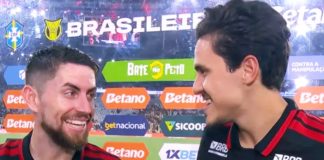 Jorginho e Pedro em entrevista após vitória do Flamengo sobre o Santos no Maracanã