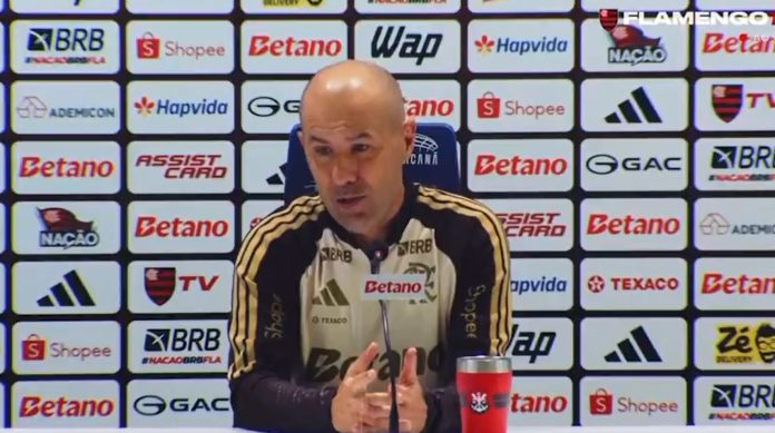 Leonardo Jardim em entrevista coletiva após vitória do Flamengo sobre o Santos no Maracanã