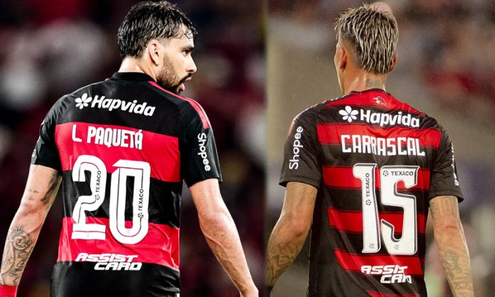 Os meias do Flamengo, Lucas Paquetá e Carrascal