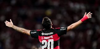 Lucas Paquetá comemora o segundo gol do Flamengo contra o Bahia - Foto: Gilvan de Souza / Flamengo