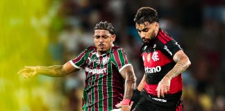 Lucas Paquetá e John Kennedy, em campo na vitória do Flamengo sobre o Fluminense no Maracanã - Foto: Gilvan de Souza / Flamengo