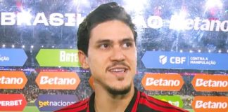 Pedro em entrevista após vitória do Flamengo sobre o Santos no Maracanã
