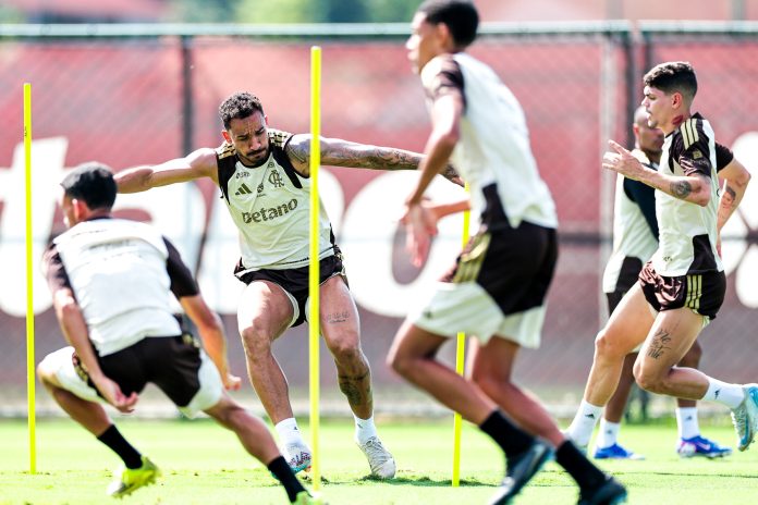Jogadores do Flamengo em treino no Ninho do Urubu - Foto: Gilvan de Souza / Flamengo