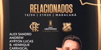 Lista de relacionados para o jogo de hoje de Flamengo x Medellín