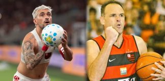 Arrascaeta em homenagem ao saudoso ídolo Oscar Schmidt