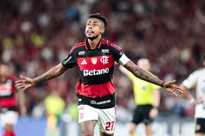 Bruno Henrique comemora mais um gol pelo Flamengo na Libertadores - Foto: Gilvan de Souza / Flamengo