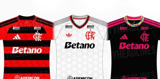Novas Camisas do Flamengo para 2027, vazadas pelo site Footy Headlines