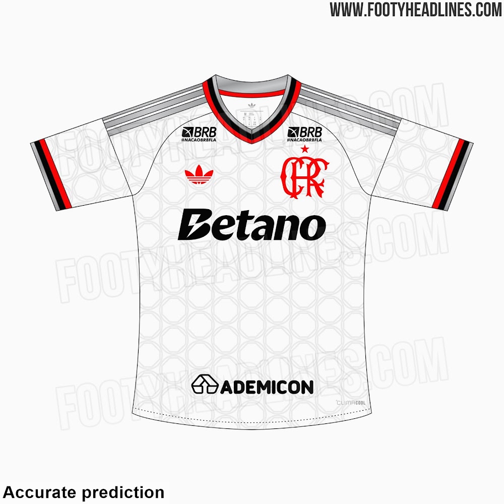 Camisa 2 do Flamengo para 2027, vazada pelo site Footy Headlines