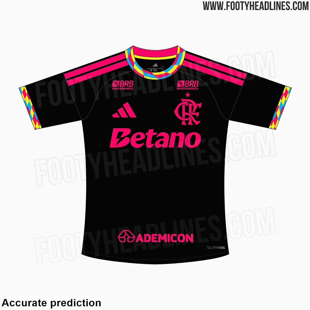 Camisa 3 do Flamengo para 2027, vazada pelo site Footy Headlines