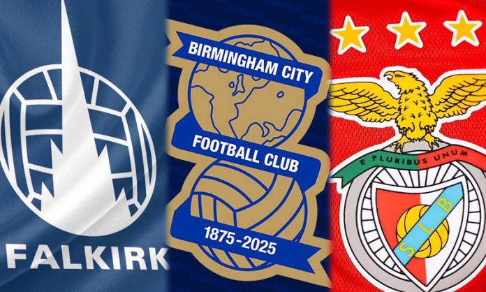Falkirk da Escócia, Birmigham da Inglaterra e Benfica de Portugal